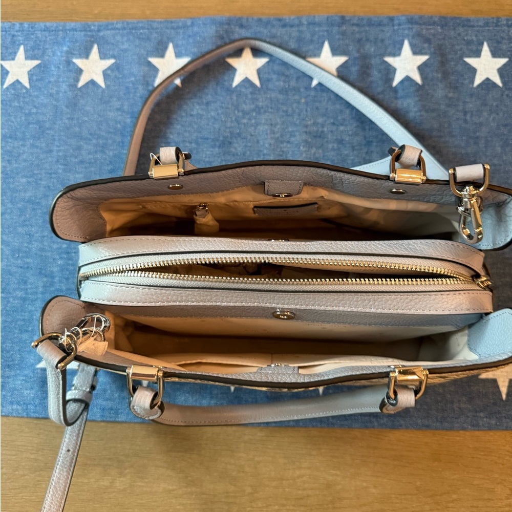 kate spade Gray and Cream Snake-Print Satchel - Picture 9 of 11